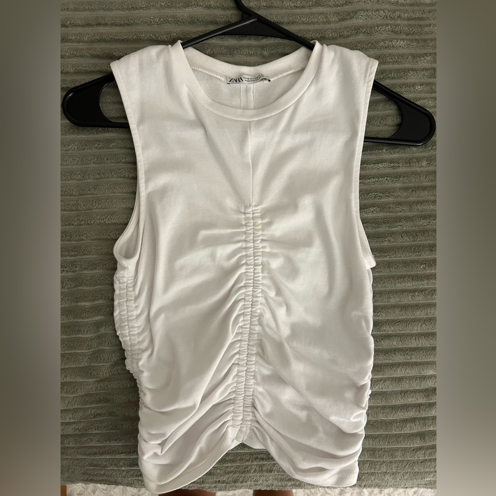 Zara ruched white top